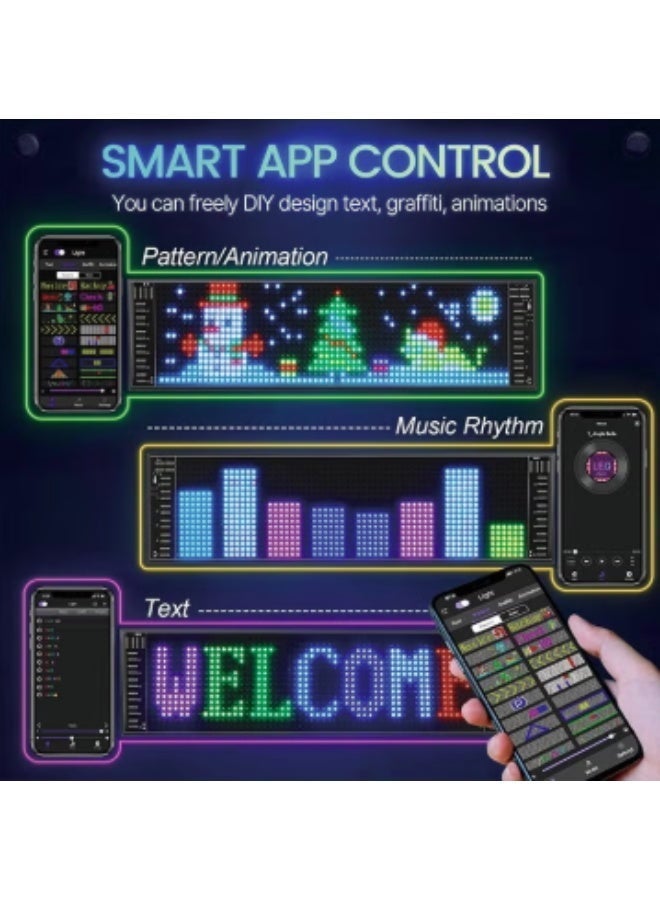 Crony K7 Scrolling Bright Advertising LED Signs, Flexible USB 5V LED Car Sign Bluetooth App Control Custom Text Pattern Animation Programmable LED Display for Store Car Hotel. 348×2.5×102mm - Image 4